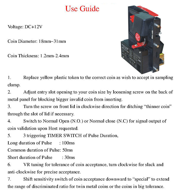 CH-268T Top Entry Single Coin Coin Selector coin Acceptor for Vending  Arcade Machine MAME JAMMA Cabinet