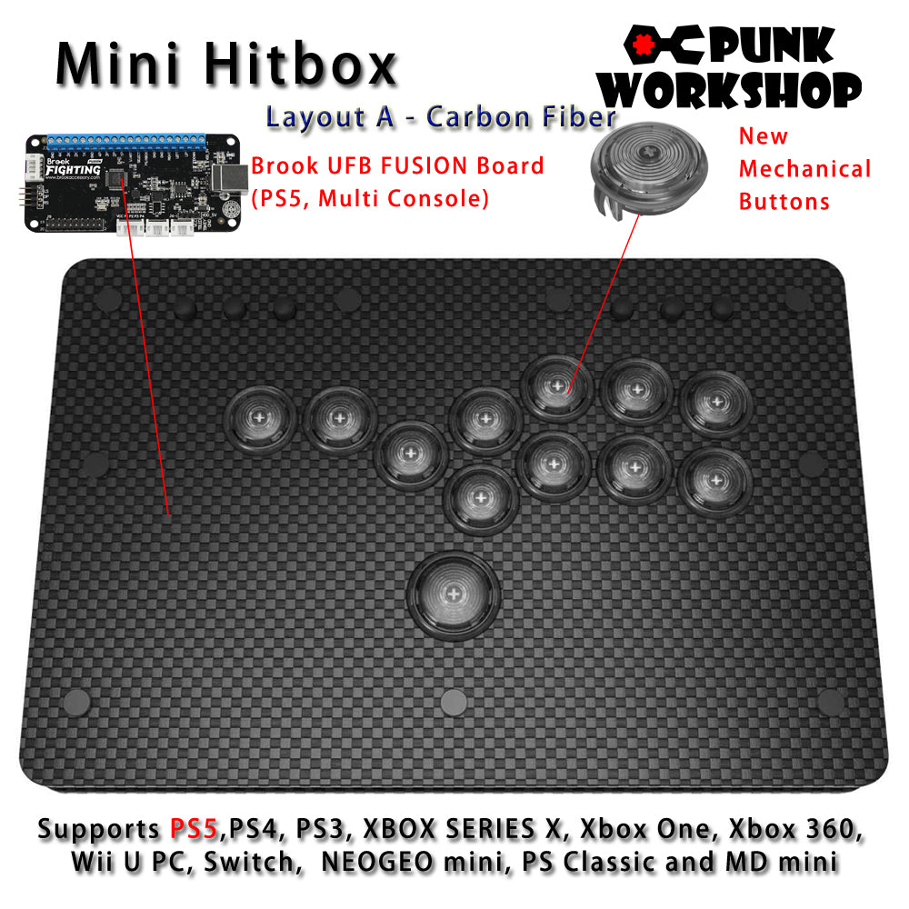 Punk Workshop Fighting Stick Controller Mini HitBox V3 SOCD 