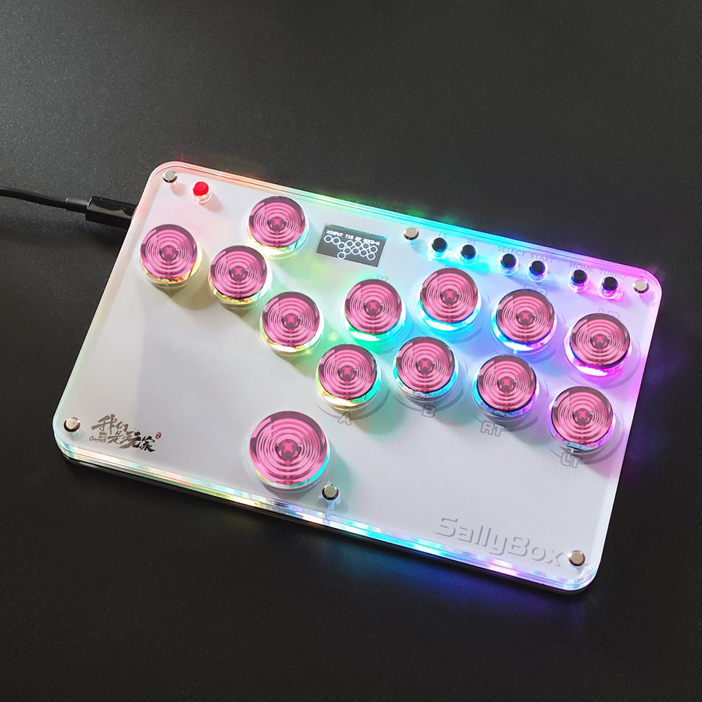 Mini HitBox SallyBox LED Light SOCD Fighting Stick Controller WASD Mixbox  Mechanical Switches Support PC Xinput PS3 DInput Turbo